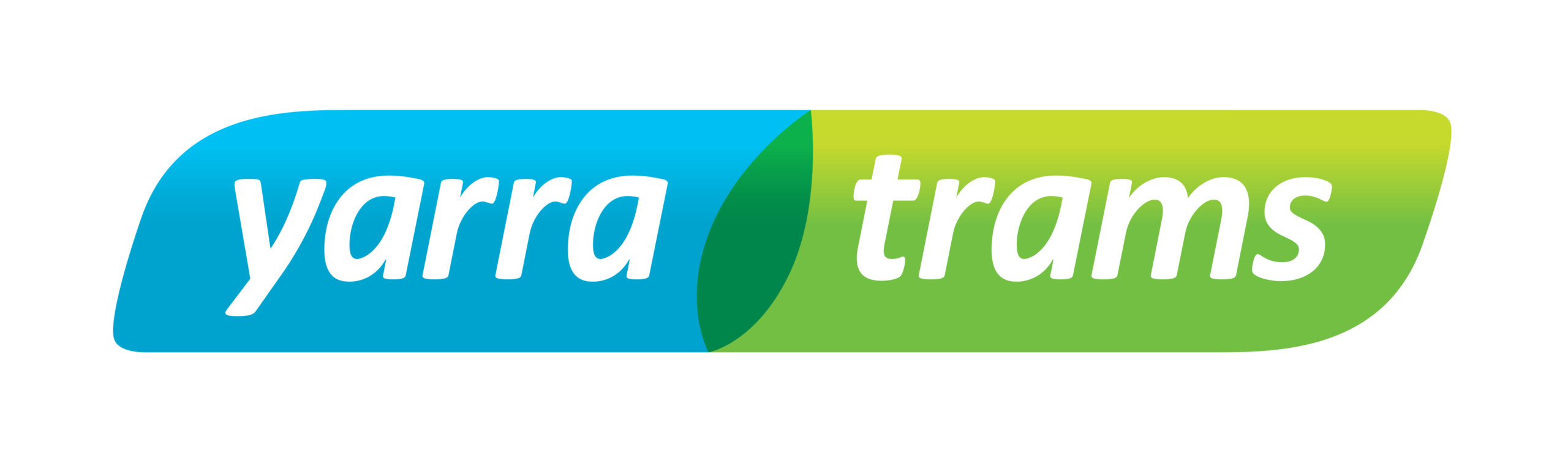 Logo reading 'yara trams' with a blue left panel and lime-green right panel separated by a curved green divider.