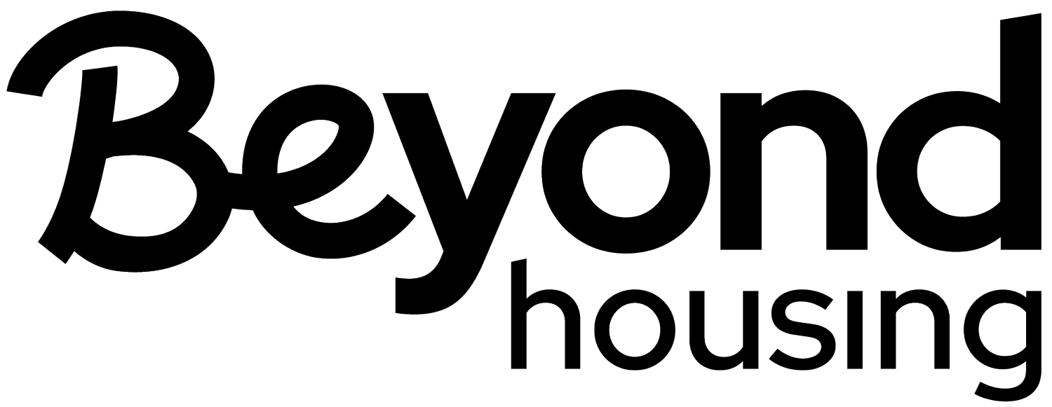 Outlined logo text reading 'Beyond housing' with large 'Beyond' and smaller 'housing'