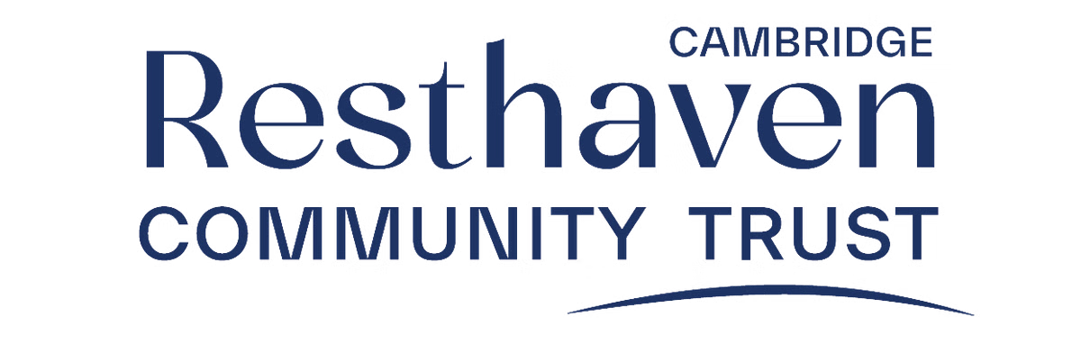Resthaven Cambridge Community Trust logo with navy text and a curved swoosh beneath.