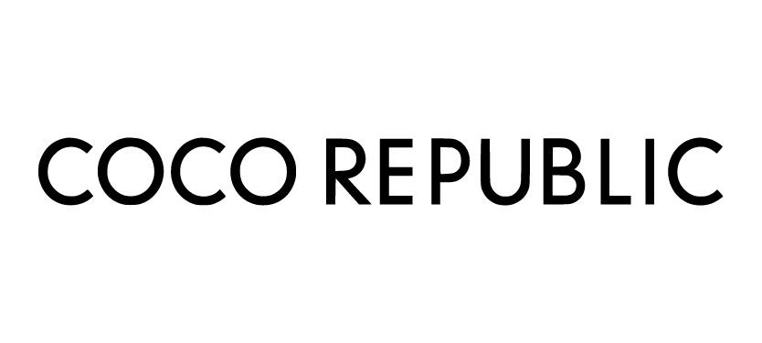 Pixelated black text on white background, likely reading a brand or title in a blocky font (appears to say 'GOOD REPUBLIC' but the letters are garbled.