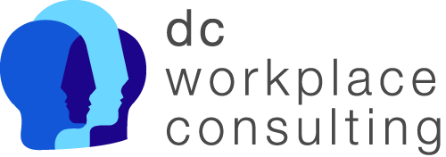 DC Workplace Consulting logo with overlapping blue silhouettes and the company name 'dc workplace consulting'