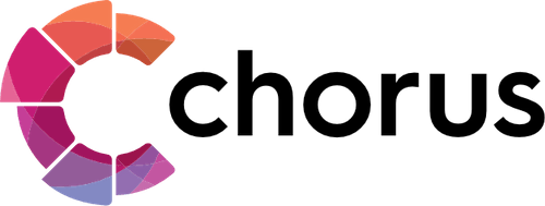 Chorus logo: a multicolored segmented circular 'C' icon beside the black word 'chorus'.