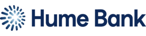 Hume Bank logo: blue circular sunburst symbol next to the words Hume Bank.