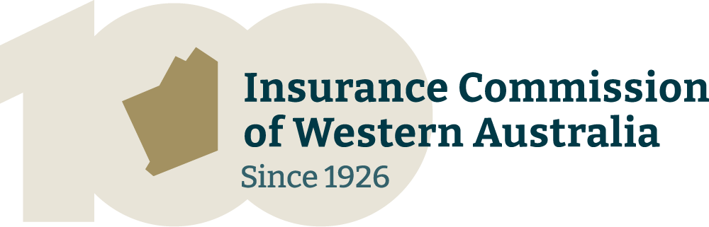 Insurance Commission of Western Australia logo with beige circular motif and a brown geometric shape, reading 'Since 1926'.