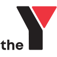 Logo for the Y (YMCA): black stylized 'Y' with a red triangular shape at the top-right.