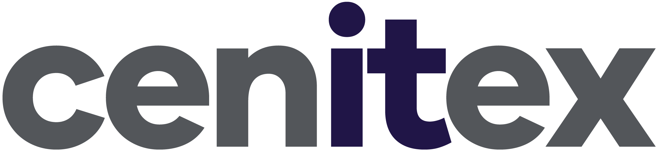 Centitex logo: gray wordmark with a purple accent on the i/t area and a purple dot over i.