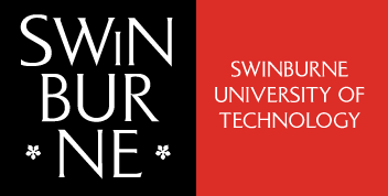 Split logo with 'SWINBURNE' on a black panel left and 'SWINBURNE UNIVERSITY OF TECHNOLOGY' on a red panel right.