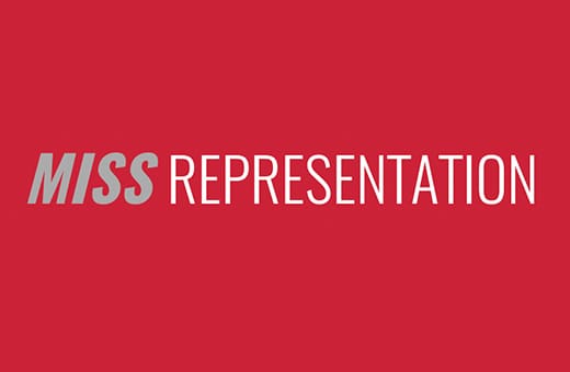 Miss Representation logo on a solid red background.